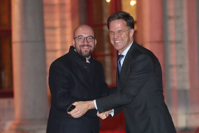 Premier Charles Michel ontvangt de Nederlandse premier Mark Rutte op Hertoginnedal.