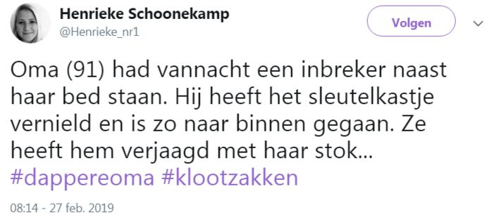 De boze tweet van politieagente Henrieke Schoonekamp uit Zutphen.