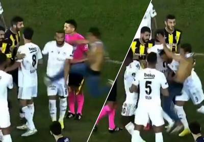Slechte verliezer: Turkse fan bestormt veld na nederlaag en deelt karatetrap uit aan speler Beşiktaş