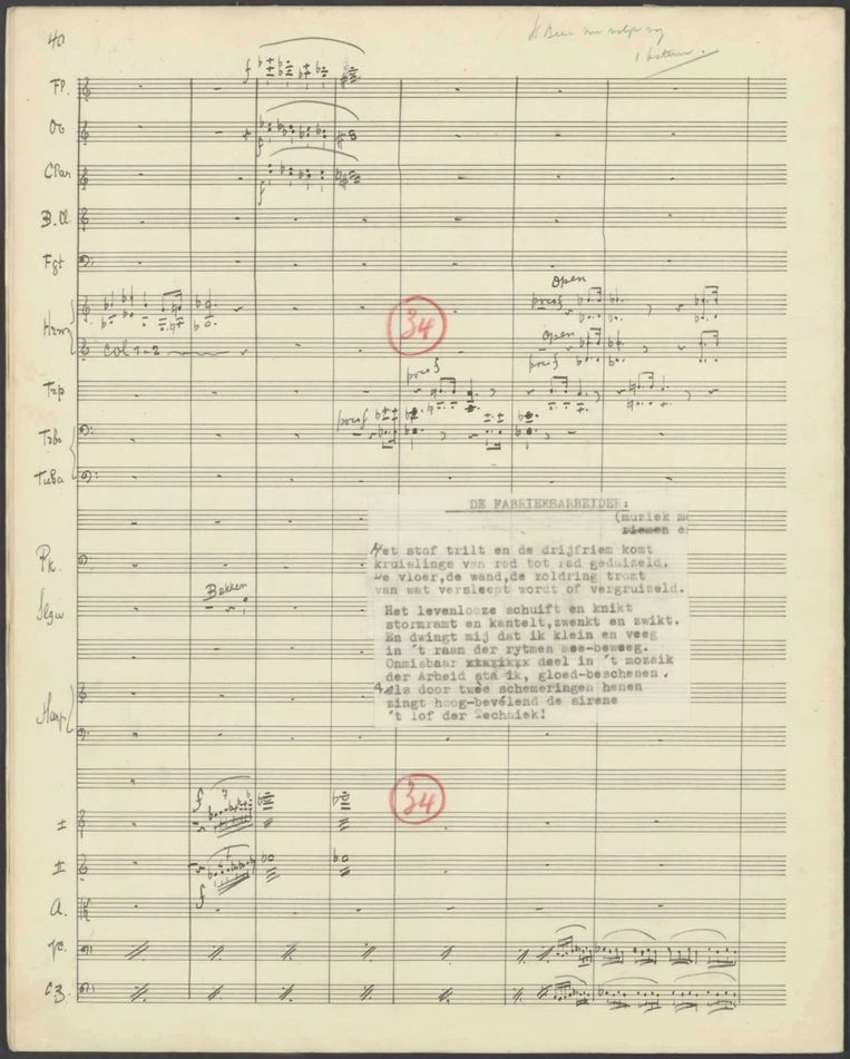 Partituur van ‘Drieklank van den Arbeid' van Martien Beversluis en Leo Ruygrok (1942). Beeld muziekschatten.nl