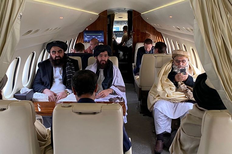 The Taliban delegation on its way to Oslo.  Image AFP