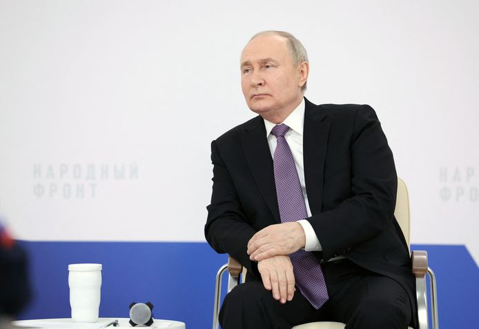 De Russische president Vladimir Poetin vandaag op een forum in de Russische industriestad Toela.