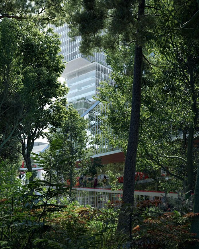 Stadsbos in het plan voor VDMA aan de Vestdijk in Eindhoven.