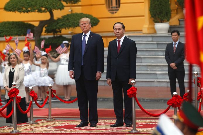 De Amerikaanse president Donald J. Trump en zijn Vietnamese ambtsgenoot Tran Dai Quang.