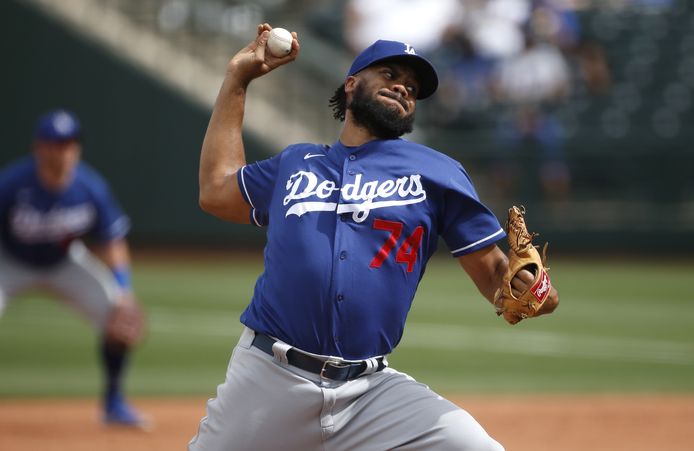 Kenley Jansen in actie tijdens Spring Training.