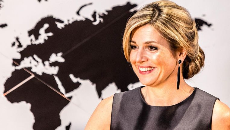 Koningin Máxima doet mee aan een paneldiscussie als onderdeel van de Women20 Summit van de G20 in Berlijn. Beeld anp