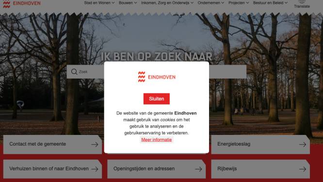 Vriendelijkere cookiemuur op website gemeente Eindhoven, maar omzeilen blijft onmogelijk