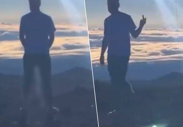 Man filmt hoe hij van heilige berg in Hawaii plast