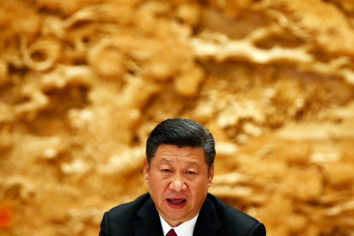 De Chinese president Xi Jinping bij de topconferentie in Peking.  Beeld AP