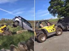Boer maakt korte metten met foutparkeerder: auto én automobilist omver gegooid