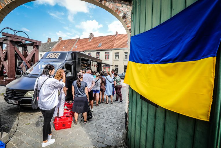 Oekraïense vluchtelingen in Brugge. Beeld Benny Proot