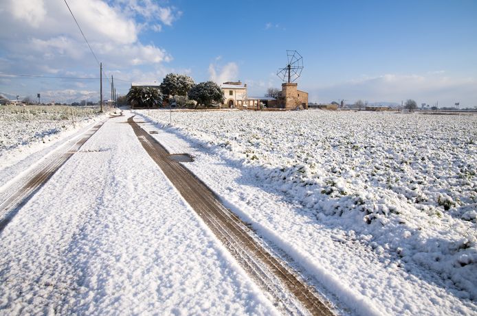 Een archieffoto van sneeuw op Mallorca.