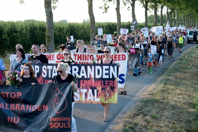Protest tegen herbouw van de Knorhof in 2018.
