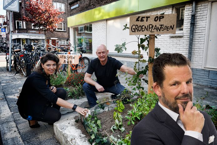 Een groenplantsoen in Utrecht. Inzet: Jerry Goossens