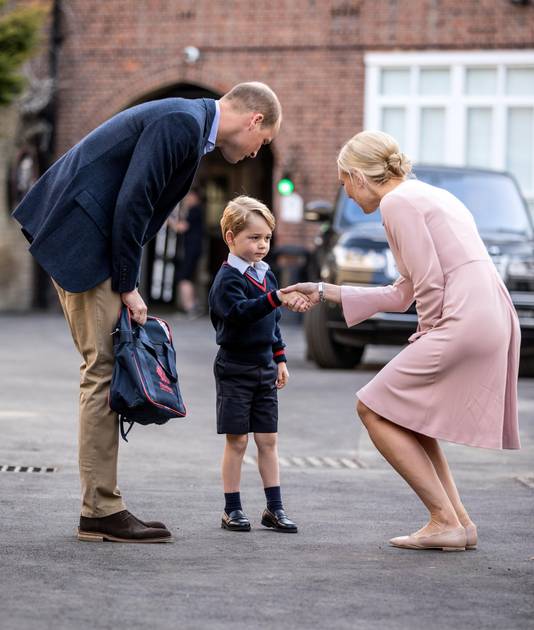 Le prince Georges, lors de son premier jour d'école