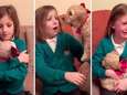 De erg pakkende reactie van dit meisje wanneer haar knuffel verandert in echte puppy