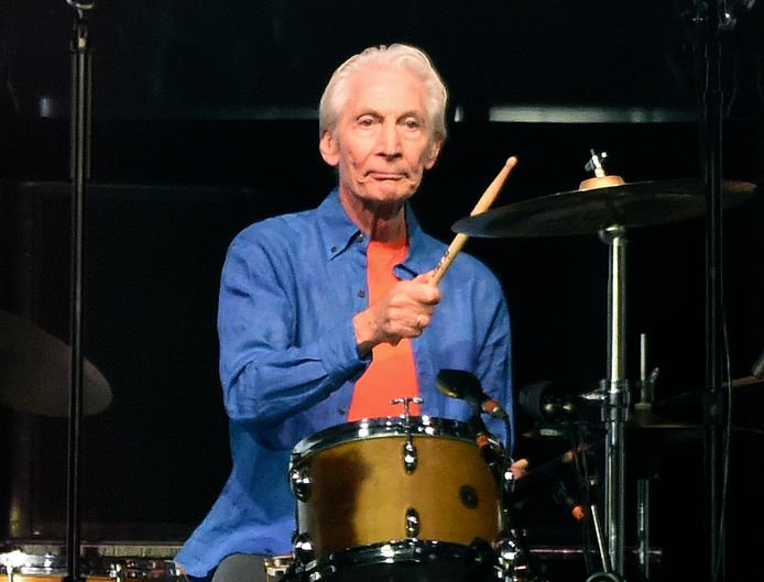 Rolling Stones drummer Charlie Watts tijdens een concert in 2019 in Pasadena, Californië.