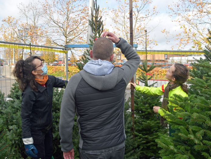 Moeilijk kiezen. En hoe hoog moet de boom precies zijn? Otto Saman in overleg met Suzan en Evelyne van Acker.