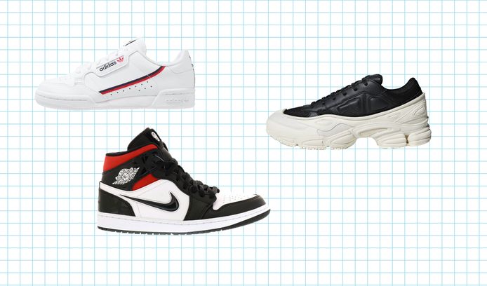 De ‘Continental 80' van Adidas, de ‘Air Jordan 1 Mid SE’ van Nike en de ‘Ozweego’ van Raf Simons x Adidas.