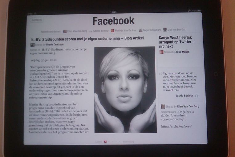 De Facebooksectie in de Flipboard iPad-app. (de Volkskrant) Beeld 