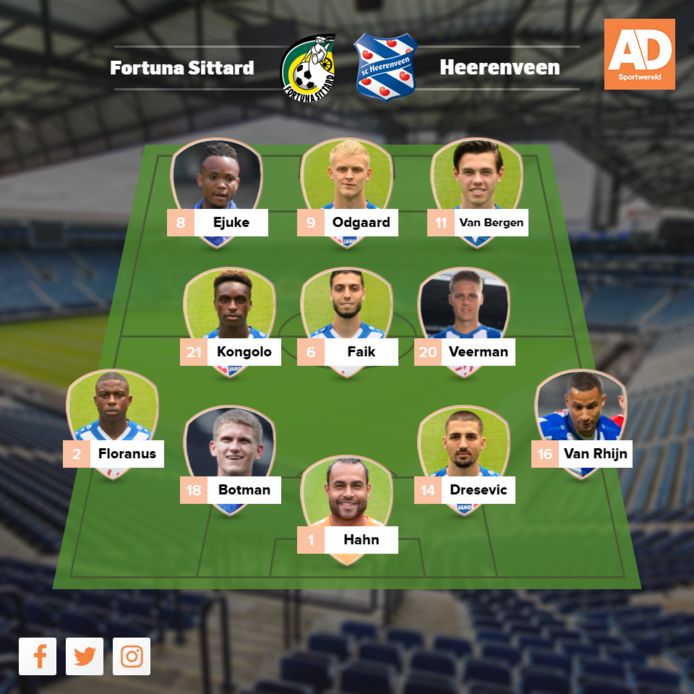 Vermoedelijke opstelling Heerenveen.