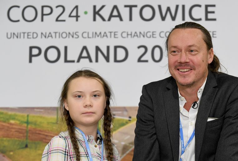 Greta Thunberg en haar vader Svante.