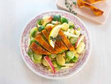 Wat Eten We Vandaag: Appel-spruitjessalade met krieltjes en kipschnitzel