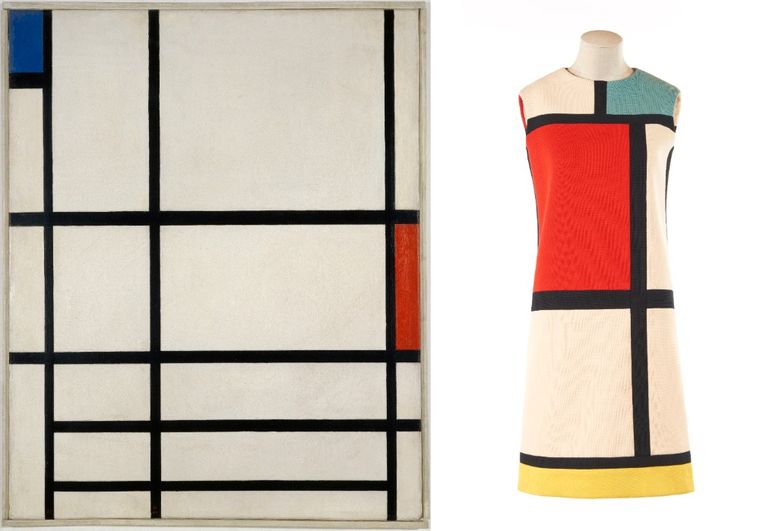 De revolutionaire Mondriaan-jurk en het originele patroon. Beeld YSL