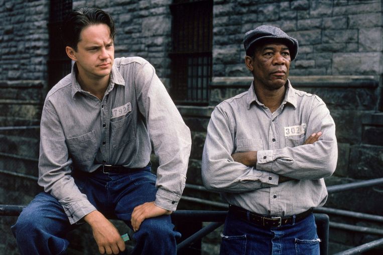 Tim Robbins and Morgan Freeman in The Shawshank Redemption by Frank Darabont.  Picture 