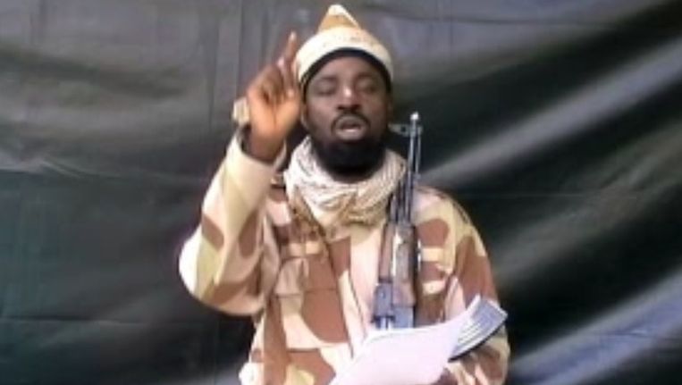 Boko Haram-leider Abubakar Sheka in een videoboodschap. Beeld afp