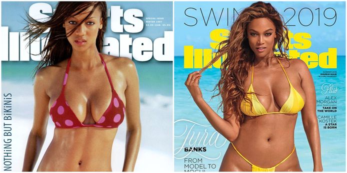 Tyra Banks op de cover van Sports Illustrated: 1996 vs 2019