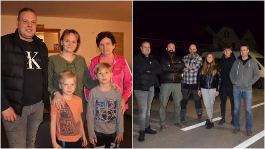 Nico met het Oekraïens gezin dat hij bij hem thuis in Heldergem opvangt en met de vrijwilligers waarmee hij hulpgoederen naar de Oekraïense grens brengt.