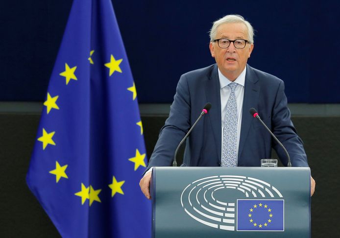 Jean-Claude Juncker tijdens zijn State of the Union van vandaag