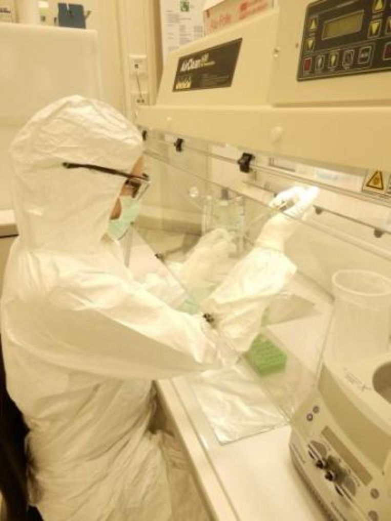 Onderzoekster Ashild Vagene aan het werk in het lab.