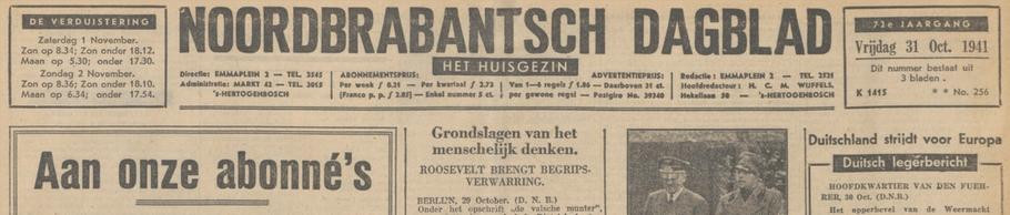 De laatste 'vrije' editie van Het Huisgezin van 31 oktober 1941
