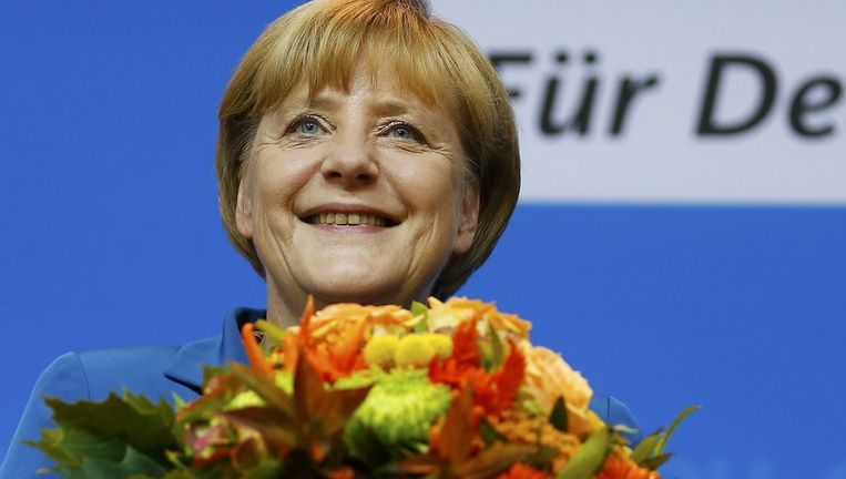Een blije Angela Merkel Beeld reuters