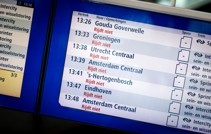 Een informatiebord op Den Haag Centraal.