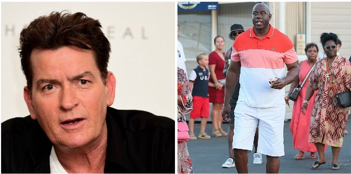 Charlie Sheen en Magic Johnson.