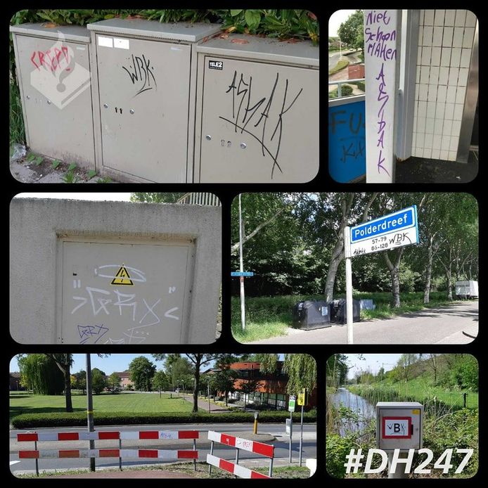 Plekken waar de graffitispuiters actief zijn geweest