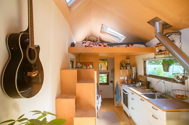 totaal stout technisch Thuiswerken in een tiny house: één stap van bed naar bureau | Het Parool