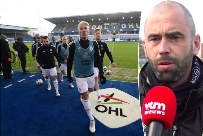 De spelers van OH Leuven warmden zich nog op deze namiddag. Rechts: T2 Steven Defour werkte met KVM louter een training af in Mechelen.