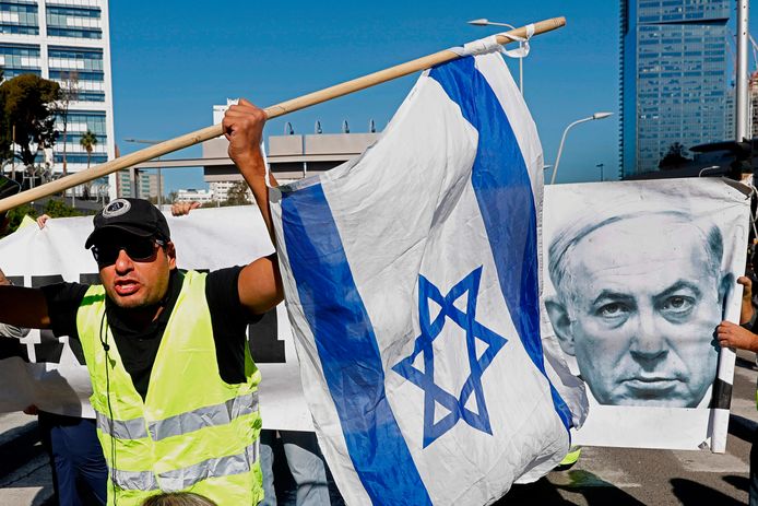 De Israëlische betoging was in de buurt van de woning van premier Netanyahu.