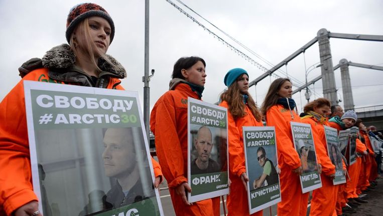 Demonstranten in Moskou. Beeld afp