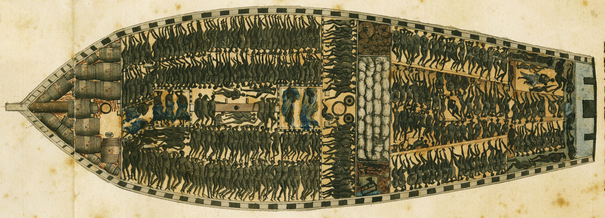 Het ladingplan van het Franse slavenschip Marie Séraphique uit Nantes dat via Congo-Angola naar het Caribisch gebied voer in 1769-1770.