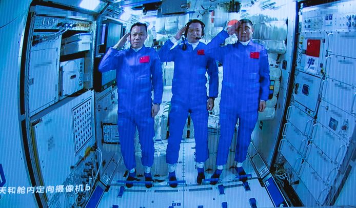 De drie Chinese astronauten.