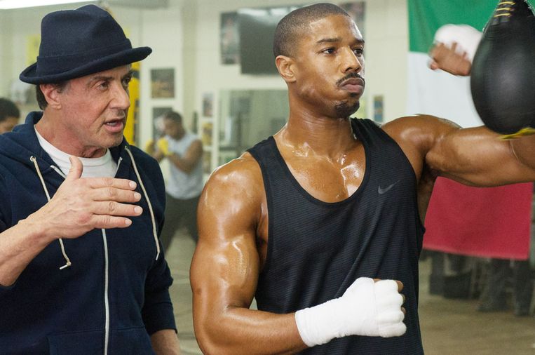 Sylvester Stallone en Michael B. Jordan in Creed van Ryan Coogler Beeld 