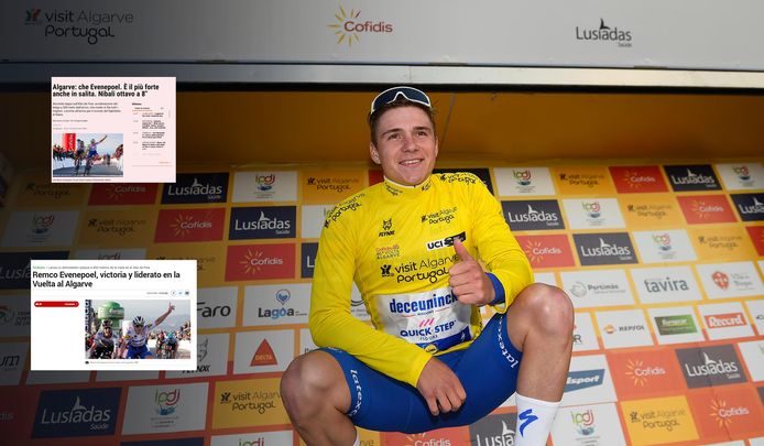 Evenepoel na zijn overwinning in de Ronde van Algarve.