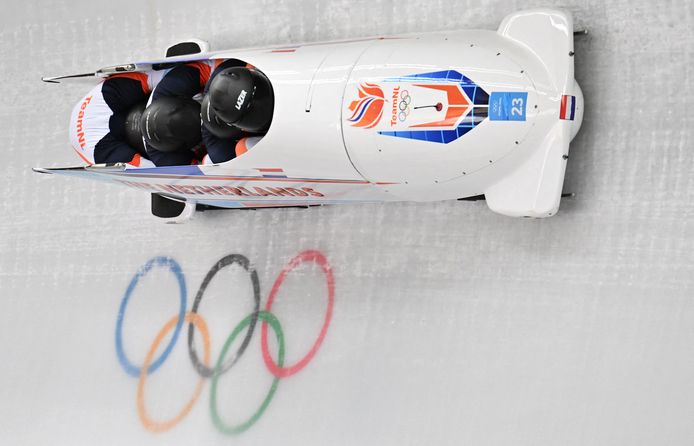 Ivo de Bruin, Jelen Franjic, Janko Franjic en Dennis Veenker in de Nederlandse viermansbob.