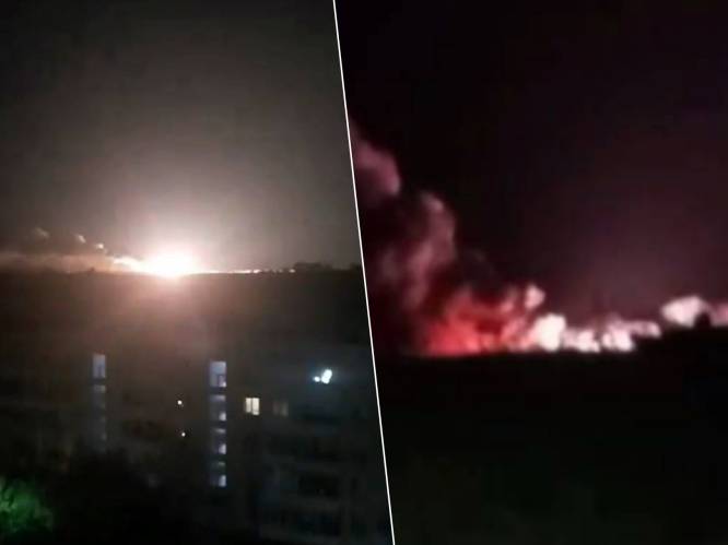 KIJK. Grote aanval op Russische vliegbasis op Krim: beelden tonen hoe raketten inslaan