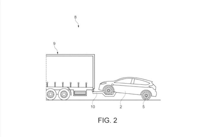 De getrokken auto kan ook met de voorste wielen in de lucht, meent Ford.